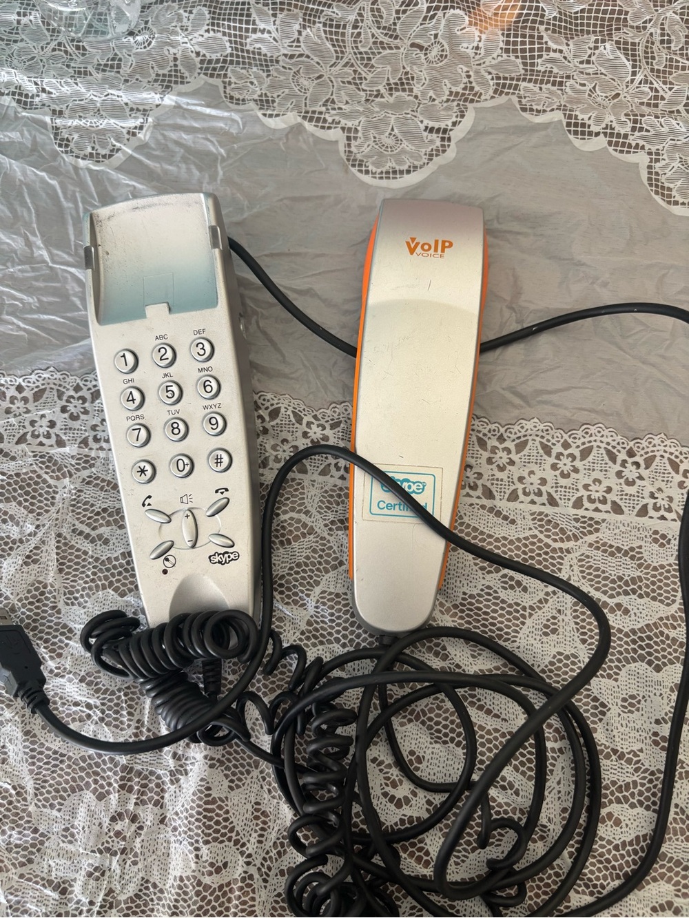 VoIP Corded Handset in Silver and Orange - Certified Internet Phone